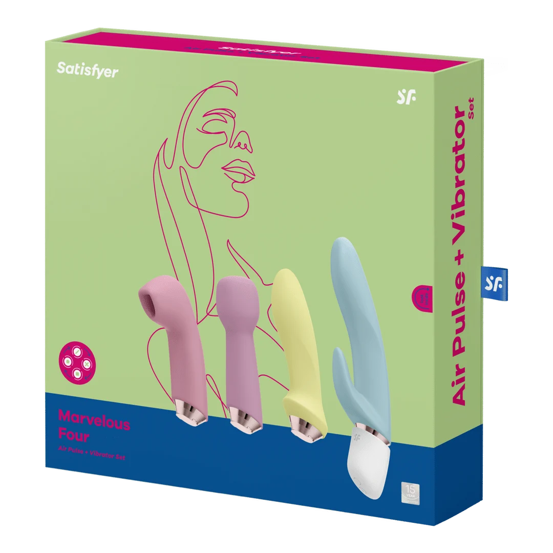 Satisfyer luchtdruk vibrator – G-spot vibrator – Marvelous Four - Vibrator met verschillende opzetstukken Satisfyer - Afbeelding 1
