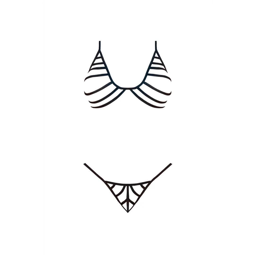 Schwarzes BH und G String Set mit Riemen – Bild 4