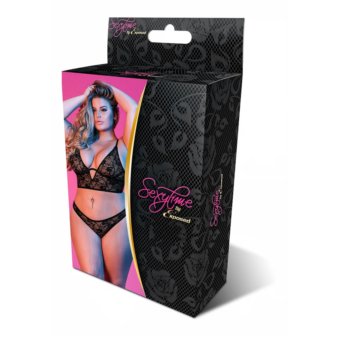 M195BLK2XL-2 Magic Silk Bralette und Spitzenslip, schwarz, 2X – Bild 1