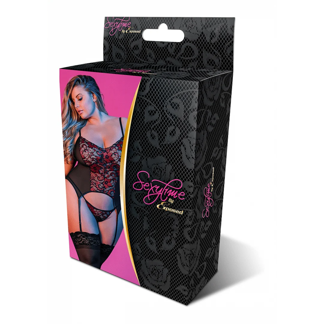 Spitzen Strapsset mit romantischem Look für kurvige Silhouetten, Exposed – Bild 1
