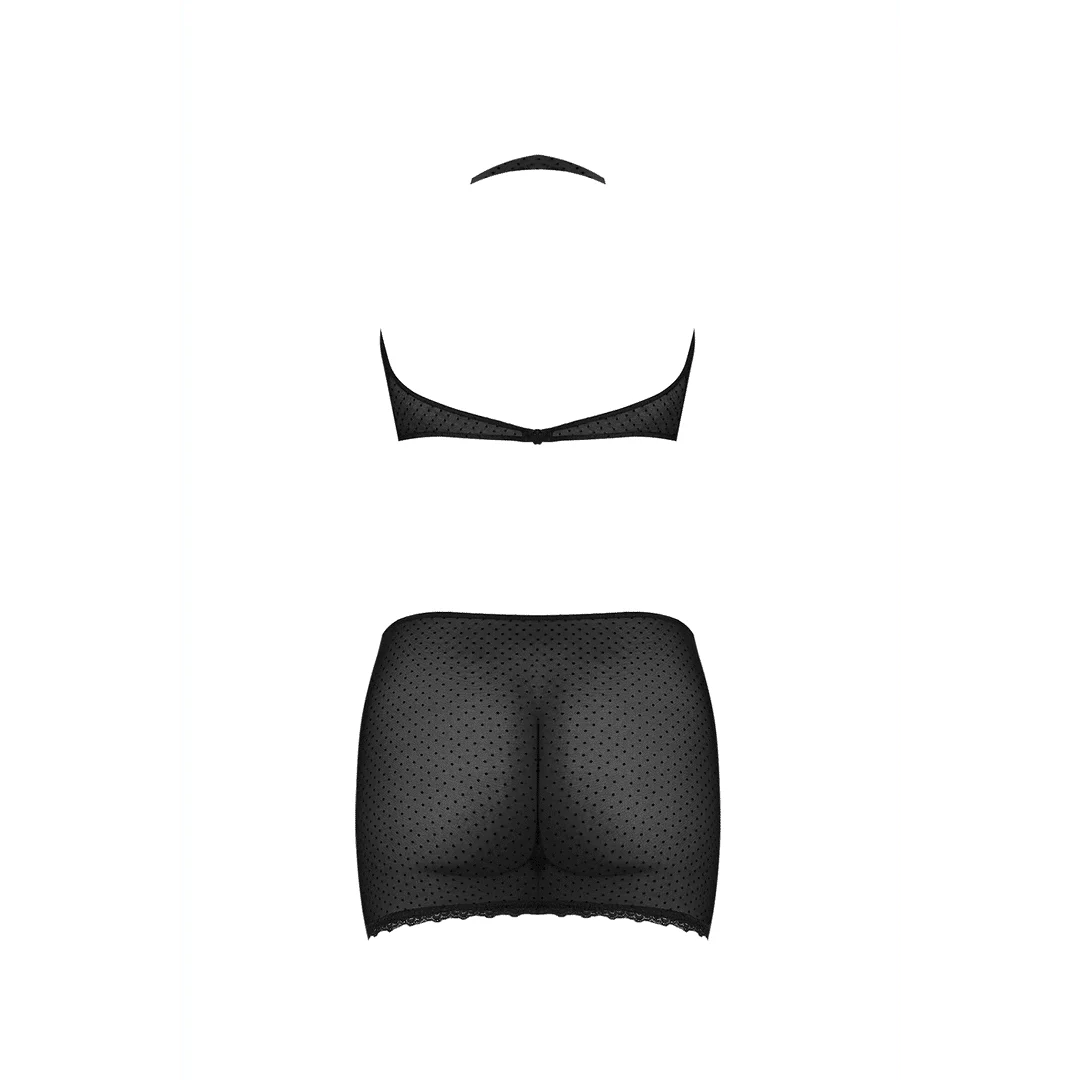 Top halter e minigonna in mesh a pois Magic Silk - immagine 17
