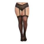 Jarretelset zwart met kanten short en sheer stay-ups - sexy lingerie - Dreamgirl - Afbeelding 2