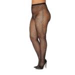 Visnet panty met jacquard en strass voor sexy plus size look - Dreamgirl
