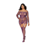 Jarretelset met visnet en kanten details voor sexy curvy look - Dreamgirl - Afbeelding 2