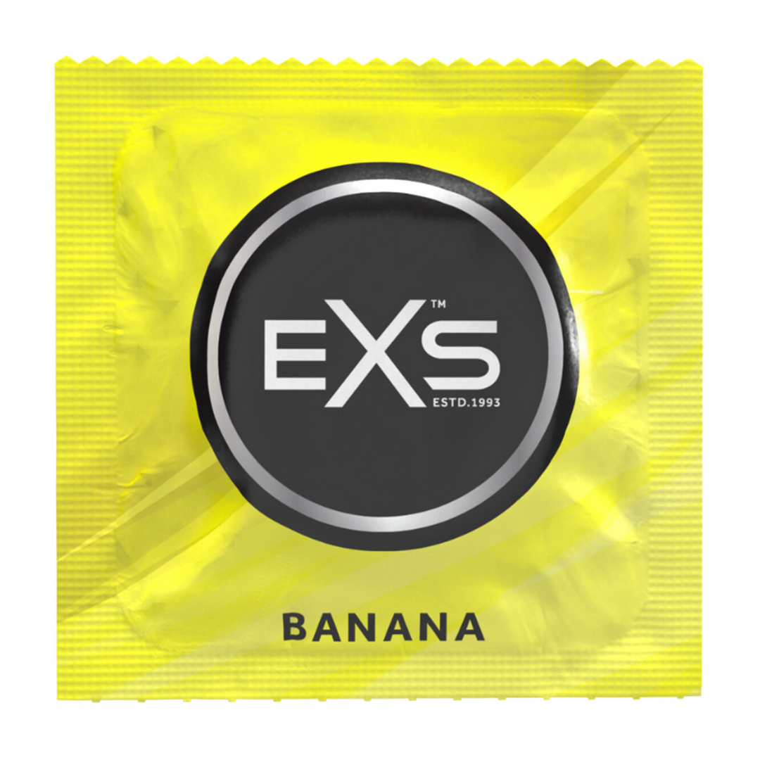 100EXSBAN-5 Fruitige condooms met bananensmaak – 100 stuks – EXS - Afbeelding 1