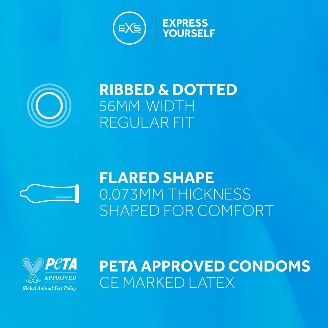 Préservatifs EXS Ribbed and Dotted, 100 pièces – Image 3