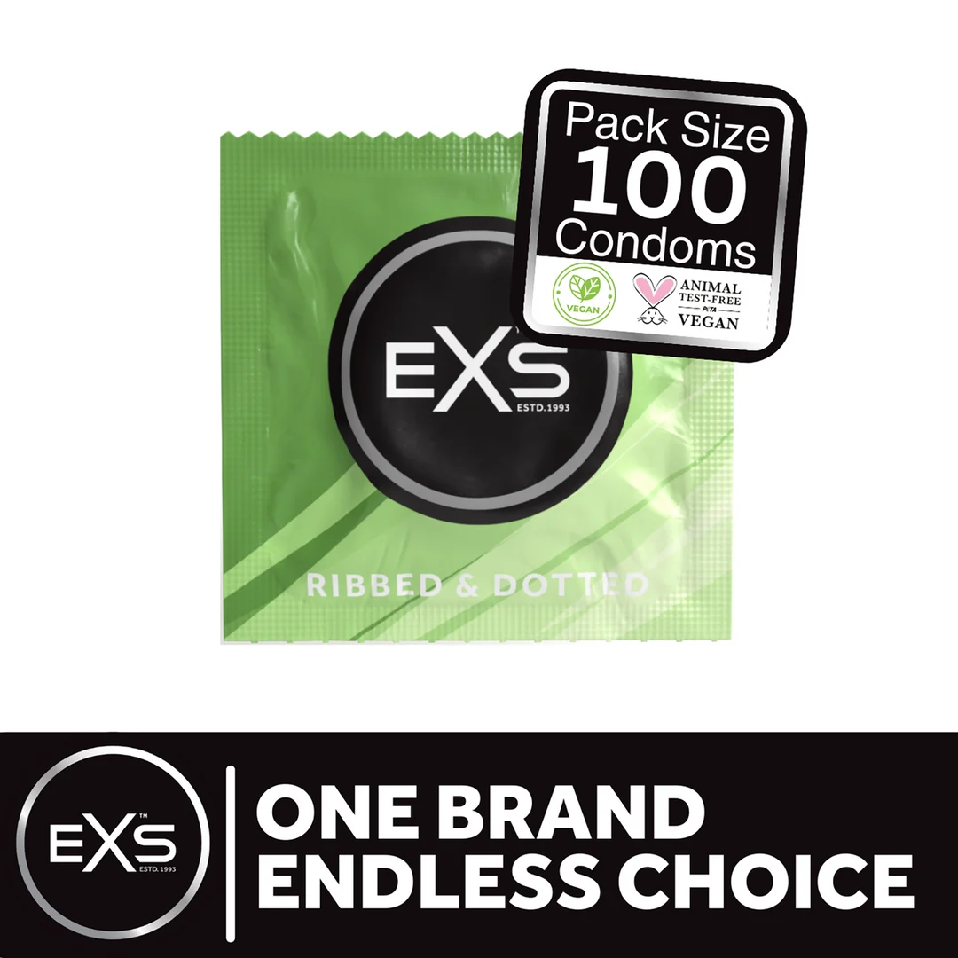 Préservatifs EXS Ribbed and Dotted, 100 pièces – Image 2