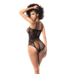 Visnet bodysuit met bloemenaccent voor verleidelijke look - Mapalé - Afbeelding 4