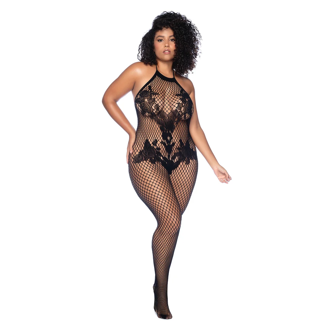 Bodystocking fleuri Mapalé noir – Image 2