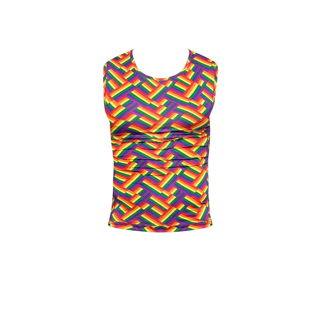 Canotta Fitness Male Power con stampa arcobaleno, taglia S - immagine 3