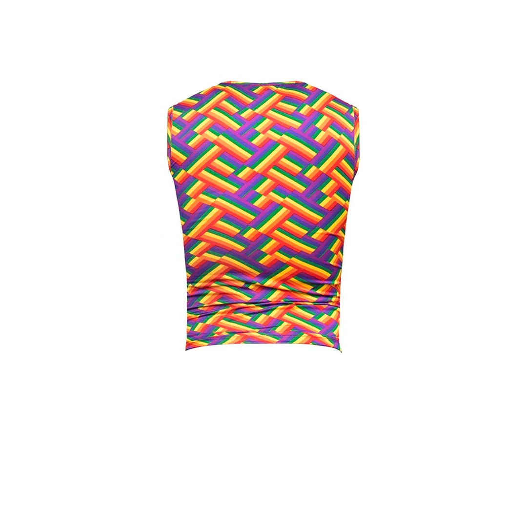 Canotta Fitness Male Power con stampa arcobaleno, taglia S - immagine 4