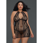 Babydoll met visnet en kanten keyhole voor curvy silhouet - SexyPlus - Afbeelding 2
