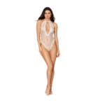 Fishnet kanten body met draperende pareltrim voor sensuele look – SexyPlus - Afbeelding 2