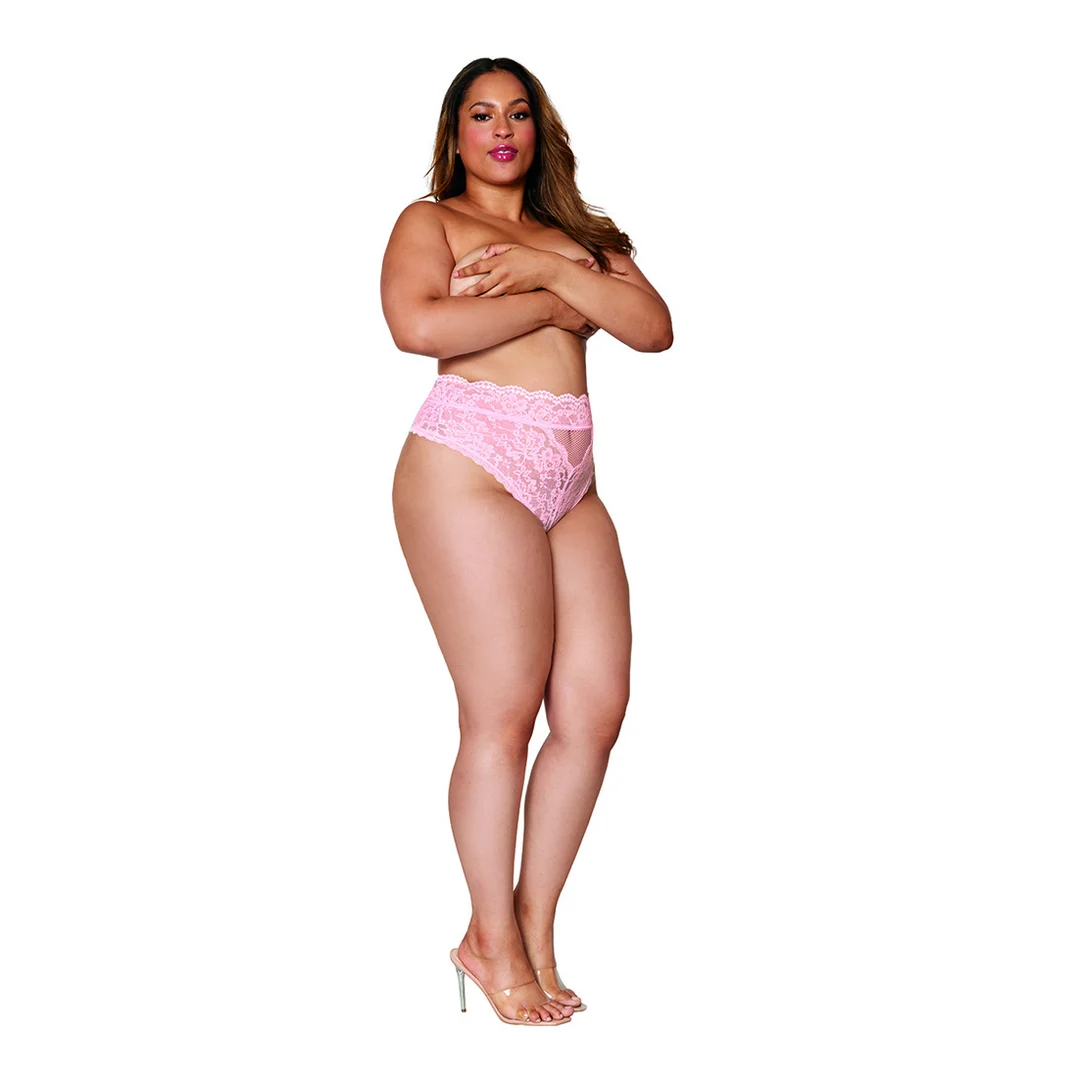 Dreamgirl hoch geschnittener Spitzen Slip in Rosa – Bild 18