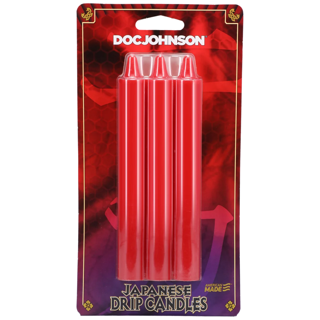 Japanse Drip Kaarsen – Rood – huidveilig warm drip-sensaties – geslachtsneutraal – Doc Johnson – 3 stuks - Afbeelding 1