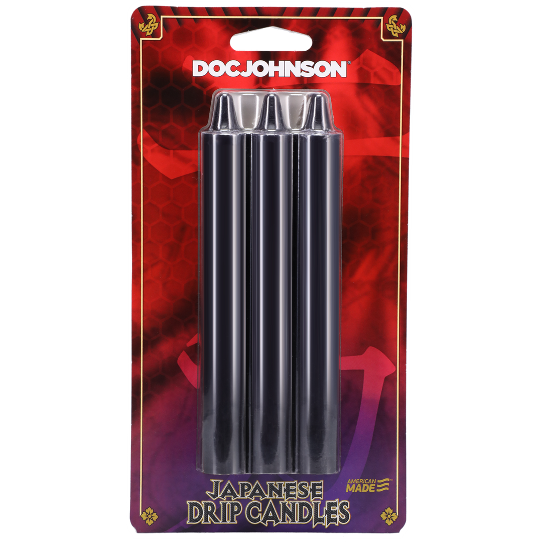 2101-05-CD-2 Japanse Drip Kaarsen – Huidveilige warme druppel voor zintuiglijk spel – Geslachtsneutraal – Doc Johnson – Zwart – 3 stuks - Afbeelding 1