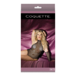 Fishnet bodystocking met high-neck en open kruis voor curvy lijnen – Coquette