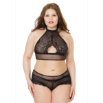 Plus size fishnet lingerie set met kanten accenten voor curvy curves – SexyPlus - Afbeelding 2