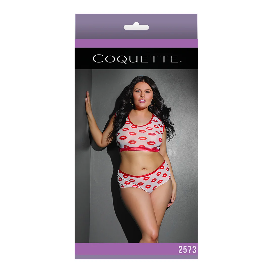 Crop top et short Coquette à imprimé lèvres – Image 1