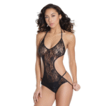 Kanten halter teddy met open kruis voor verleidelijke look – LIN - Afbeelding 3