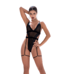 Curvy body met gestreept mesh en leren details voor sensuele vormen - LIN - Afbeelding 9