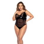 Wetlook bodysuit met vinyl en mesh voor sensuele curves – LIN - Afbeelding 4