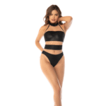 Haltere body met mesh en leren-look panelen voor sexy look – LIN - Afbeelding 14