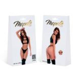 Sexy lingerie set zwart met wetlook & gespen voor edgy curves – SexyPlus