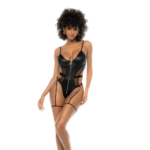 Wetlook body met leren-effect en tule, sexy lingerie voor avondlooks – LIN - Afbeelding 8