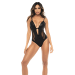 Zwarte body lingerie met glanzend effect en mesh voor sensuele look - LIN - Afbeelding 6