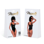 Vinyl bodysuit met transparante tule voor gedurfde looks - SexyPlus