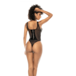 Vinyl bodysuit met transparante tule voor gedurfde looks - SexyPlus - Afbeelding 2