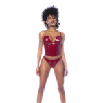 Sexy vinyl lingerie set met bustier en string voor verleidelijke look - LIN - Afbeelding 2