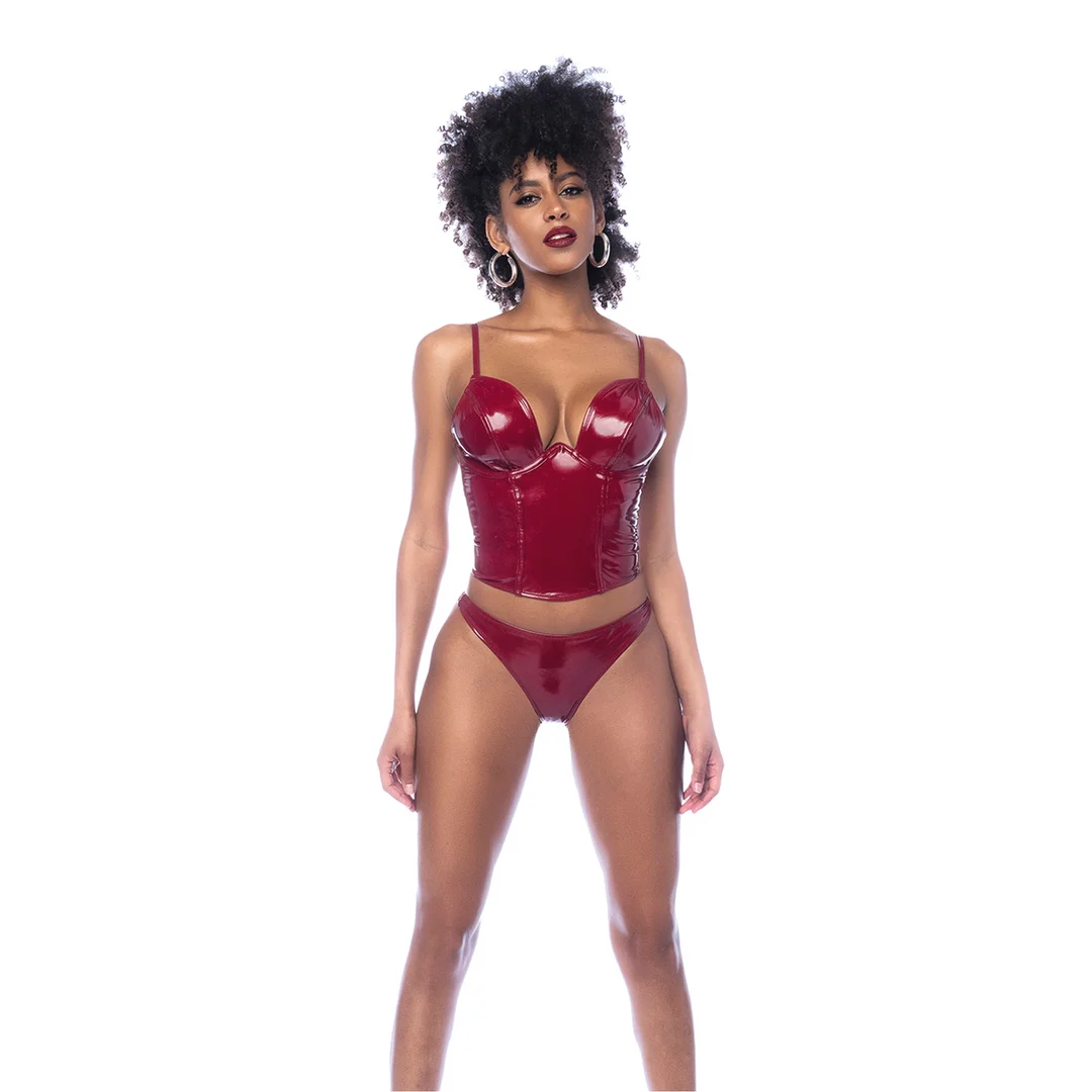 Mapalé Bustier Set in glänzendem Weinrot – Bild 2