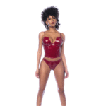 Sexy vinyl lingerie set met bustier en string voor verleidelijke look - LIN - Afbeelding 4
