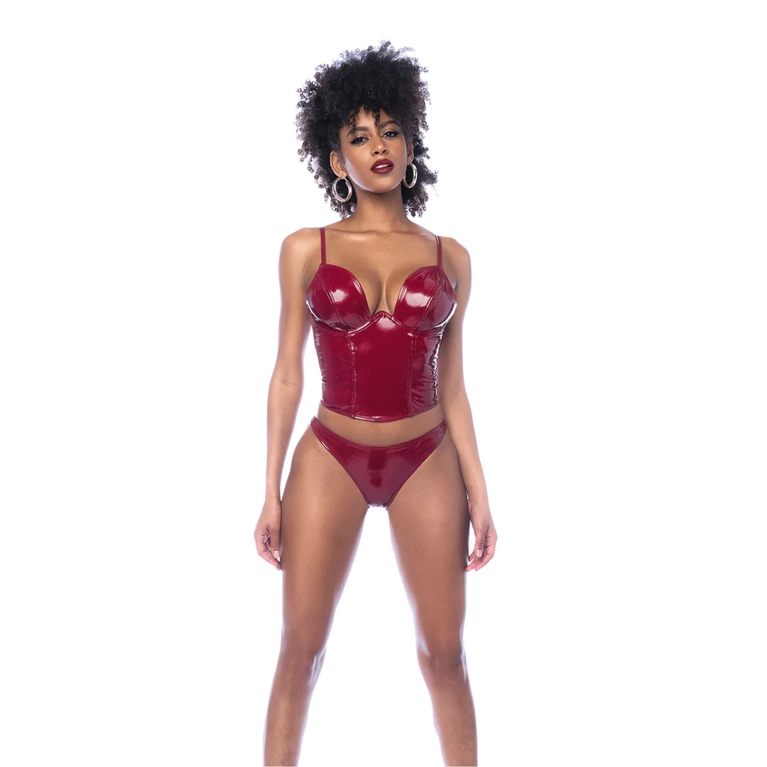 Mapalé Bustier Set in glänzendem Weinrot – Bild 4