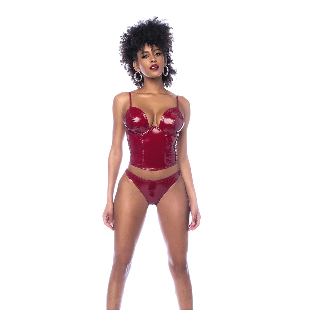 Mapalé Bustier Set in glänzendem Weinrot – Bild 8