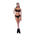 Lingerie set zwart met natlook en mesh voor sexy rock-look – LIN - Afbeelding 3