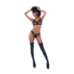 Lingerie set met nat look en mesh voor verleidelijke look - LIN - Afbeelding 2