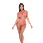 Jarretelset met nat-look franjes voor sexy lingerie look – LIN - Afbeelding 2