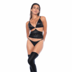 Bondage lingerie set met afneembare taille en boeien voor durfals - LIN - Afbeelding 3