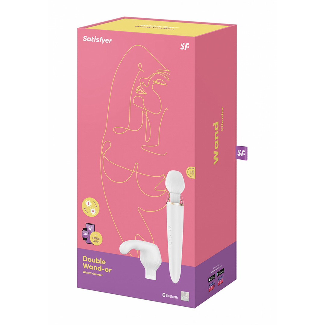 4001791-2 Satisfyer wand vibrator – app-controlled met verwisselbare opzetstukken – Satisfyer, wit - Afbeelding 1
