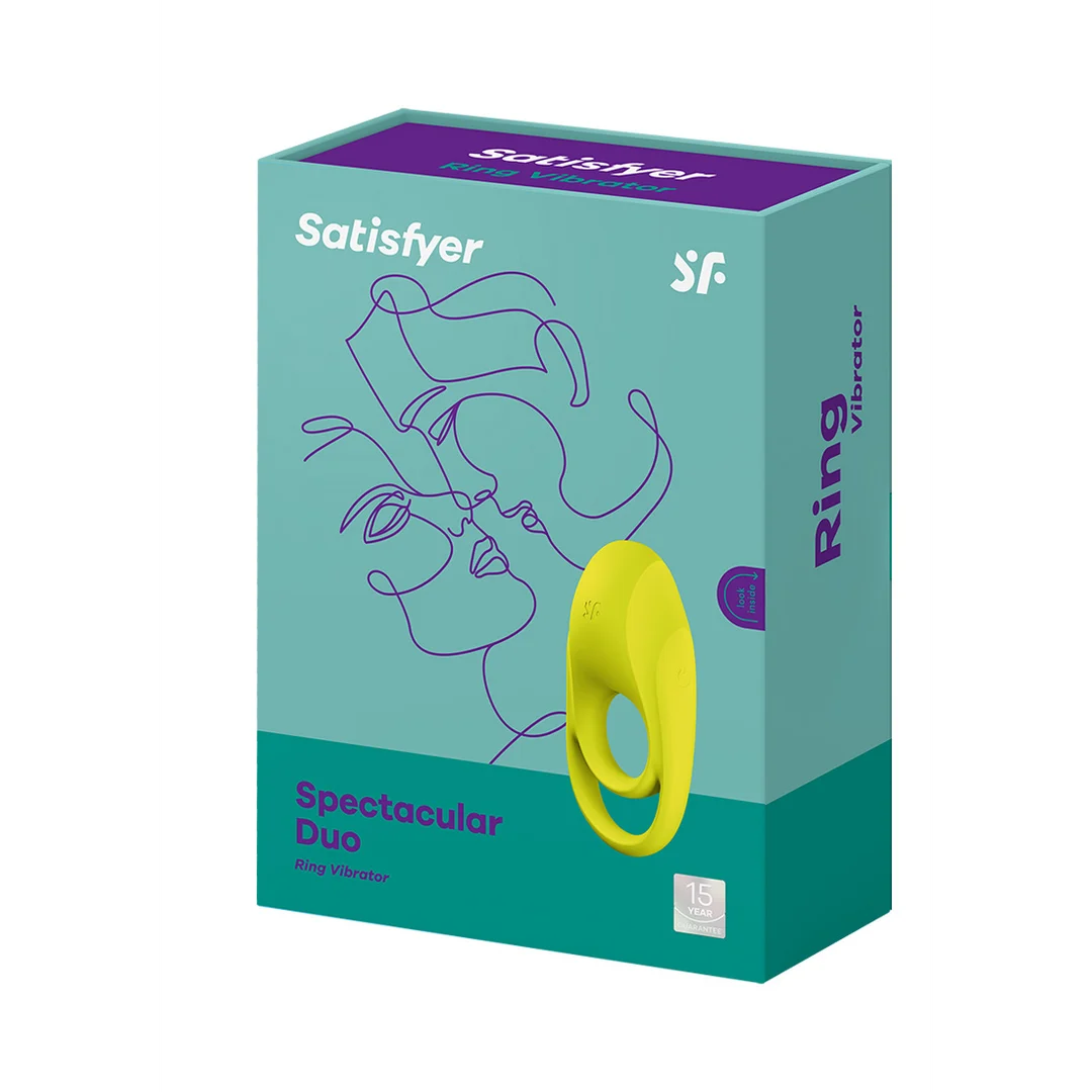 Vibrerende cockring met clitorisstimulator – Spectaculaire - Dubbele Band Vibrerende Cockring - Neon Groen - Afbeelding 1
