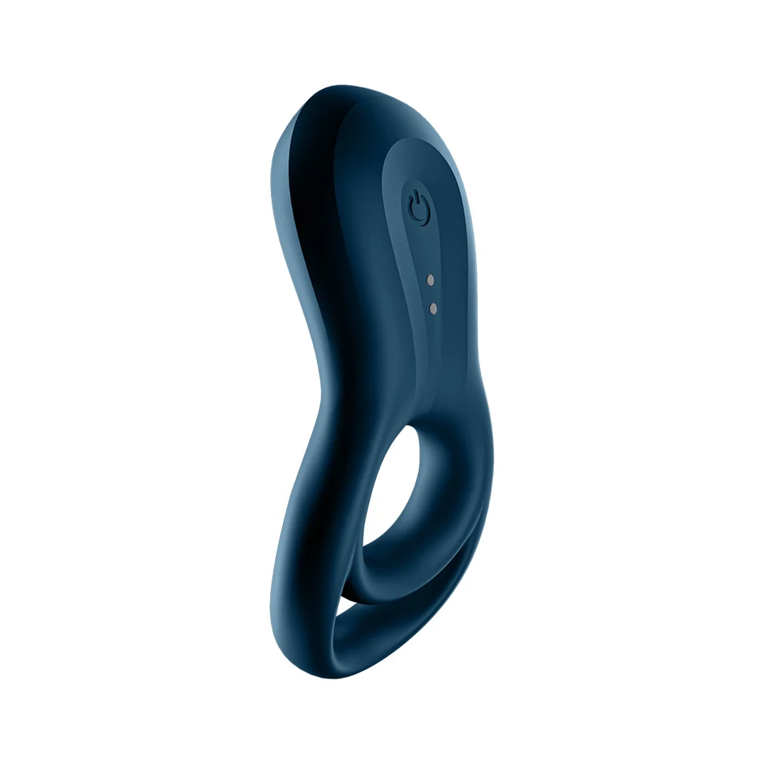 Vibrerende cockring met extra stimulatie – Epic Duo Ring - Dubbele Ring Vibrerende Cockring - Donkerblauw - Afbeelding 4