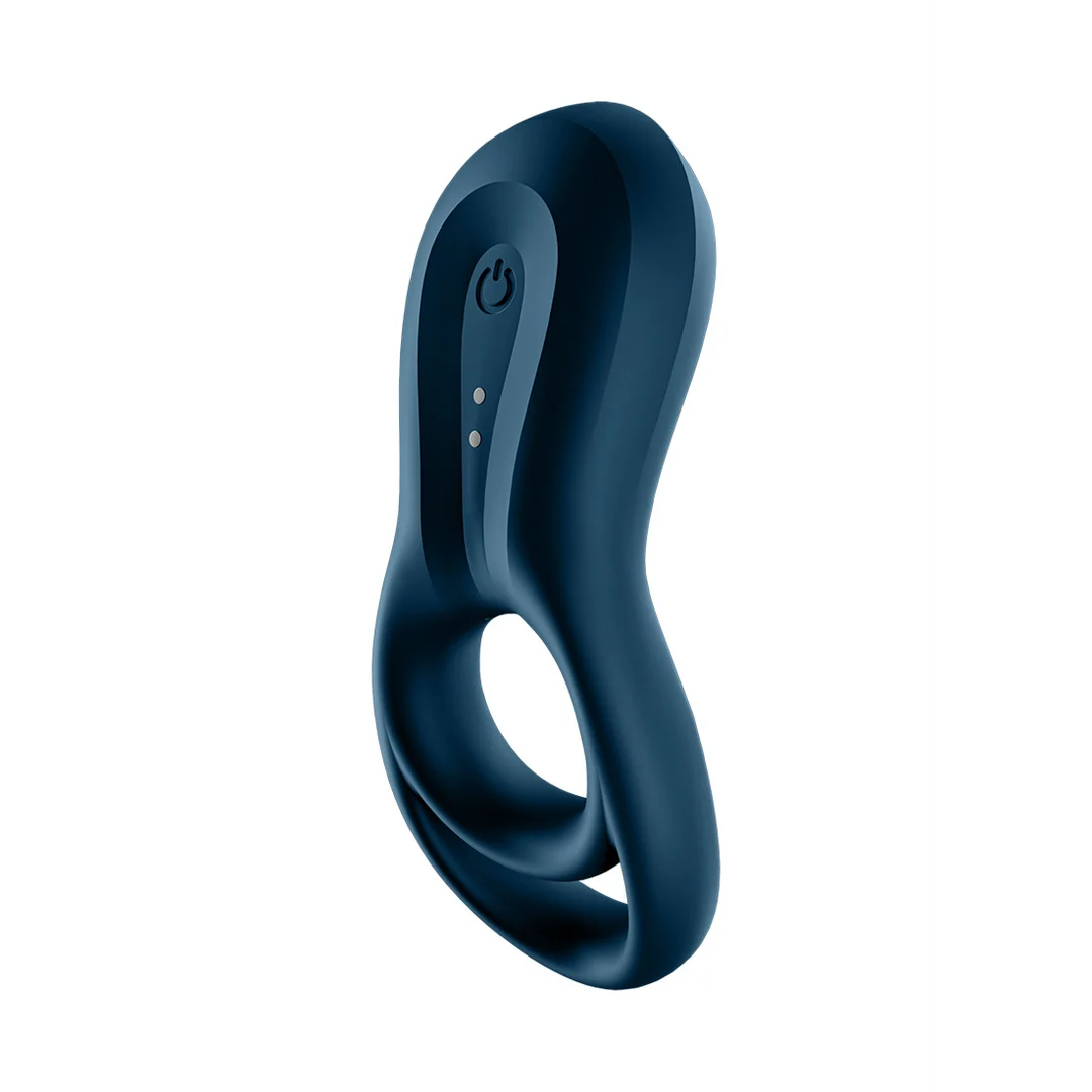 Vibrerende cockring met extra stimulatie – Epic Duo Ring - Dubbele Ring Vibrerende Cockring - Donkerblauw - Afbeelding 5