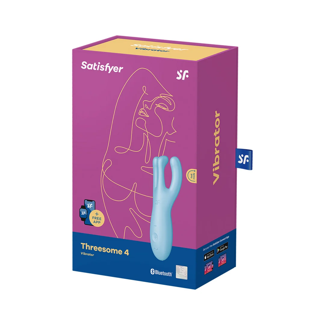 4037189-2 Satisfyer Threesome 4Plus blauwe lay on vibrator met app - Afbeelding 1