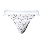 Male Power tanga met witte marmerprint - Afbeelding 2
