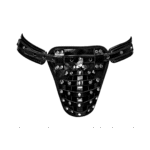 Heren string met chastity cage en immitatieleren pouch voor kinky look – Male Power - Afbeelding 2