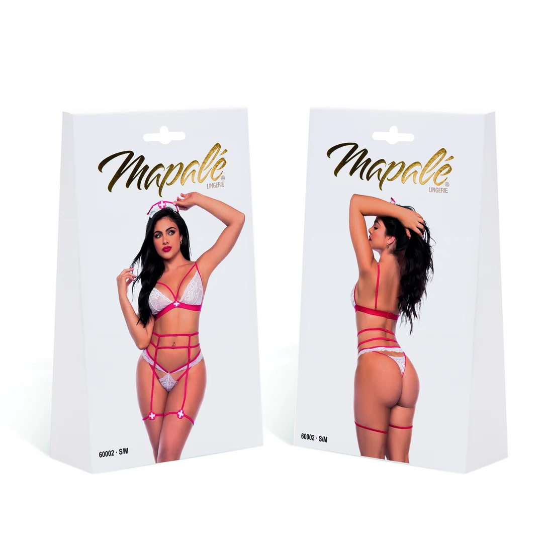Lingerie de jeu de rôle avec haut en dentelle et string assorti pour un look séduisant, LIN – Image 5