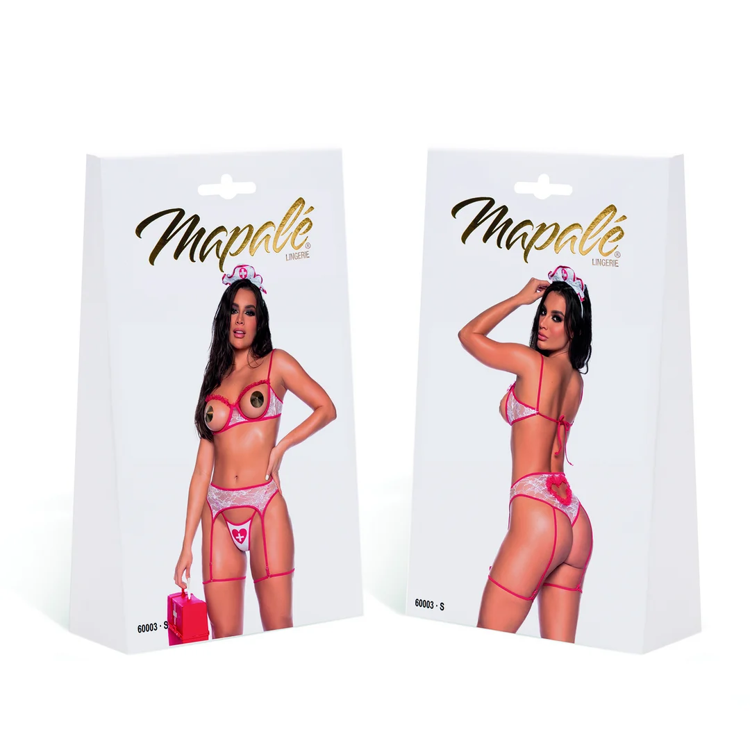 Costume da infermiera per gioco di ruolo con lingerie a coppe aperte, per un look sensuale – LIN - immagine 9